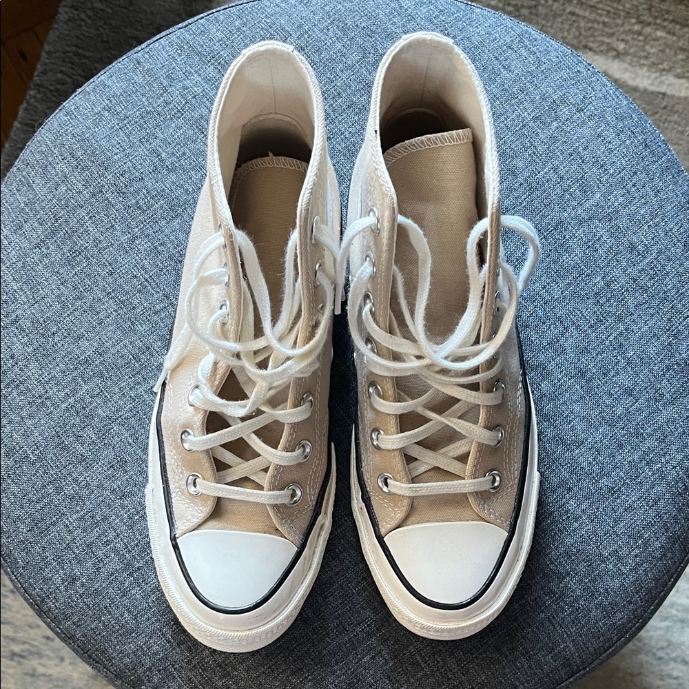 Converse Chuck 70 High Tops in Oatmilk.